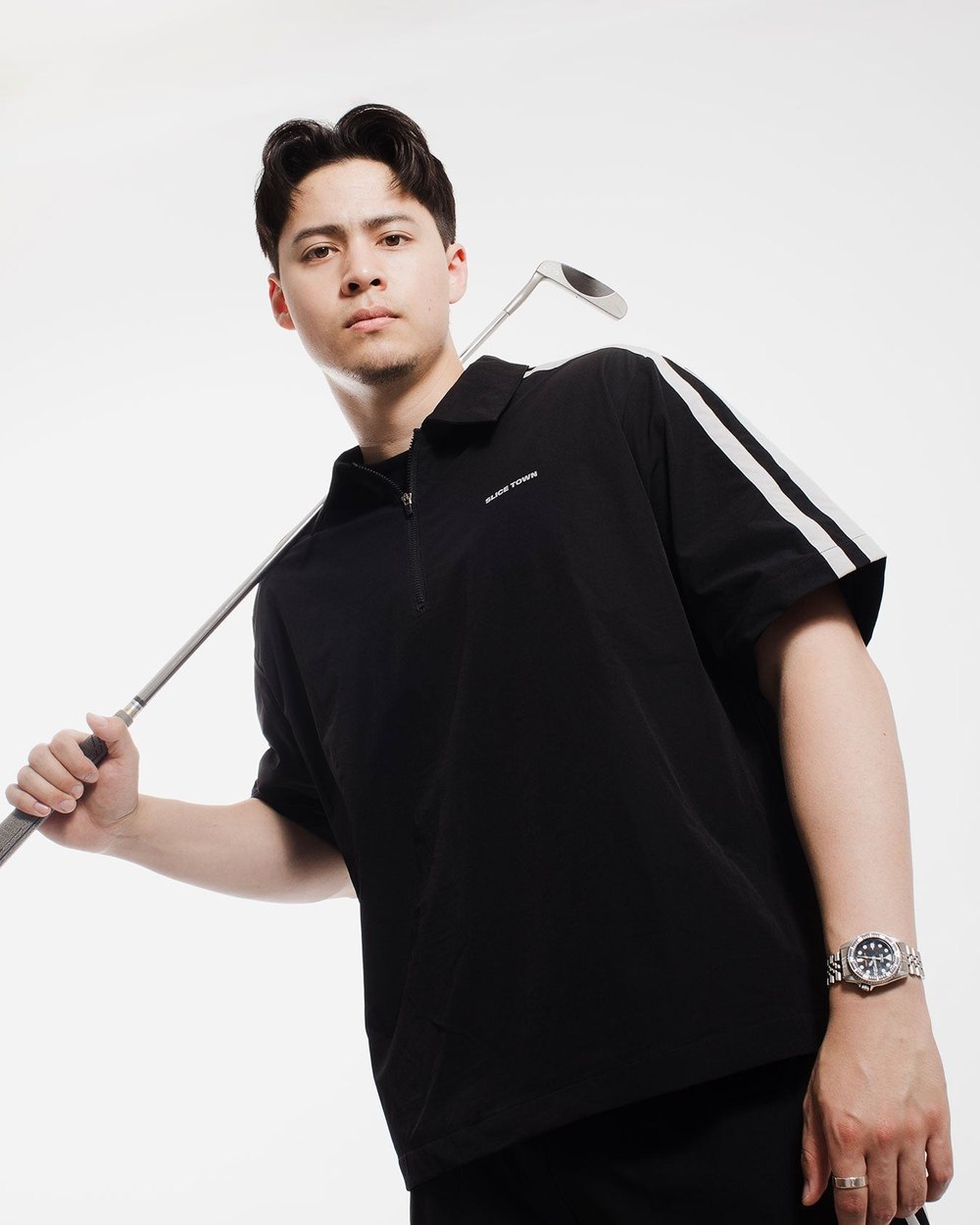 SLICE TOWN Short Sleeve Windbreaker, Charcoal · view 2 of 5