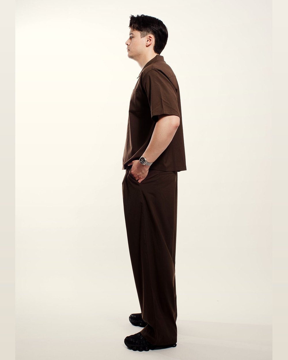 SLICE TOWN Wide Pleated Pants, Brown · view 2 of 4