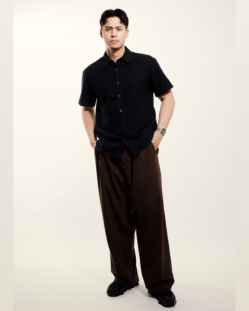 SLICE TOWN Button Down Shirt, Charcoal · view 2 of 3