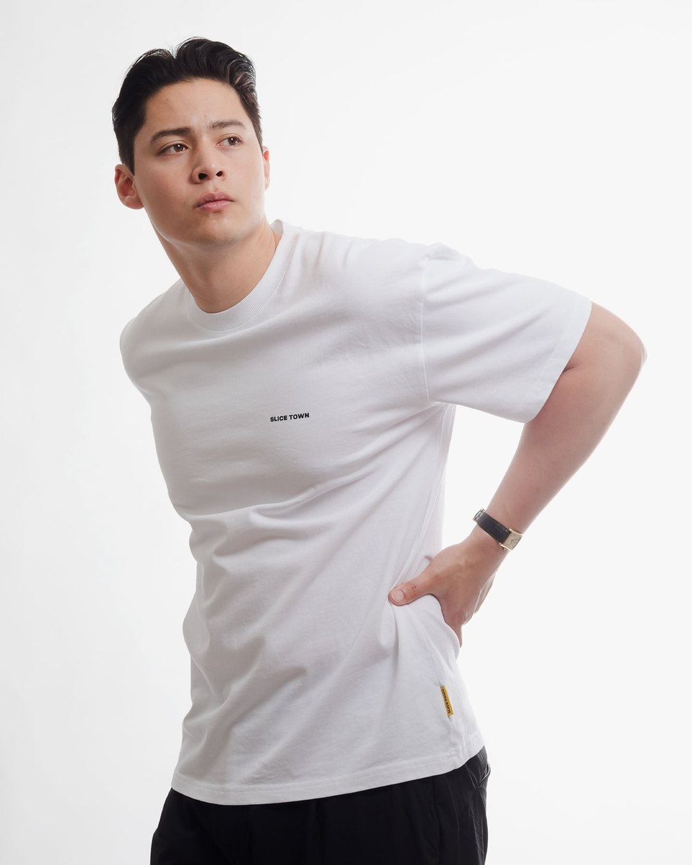 SLICE TOWN Relaxed Fit Tee, White · view 3 of 4