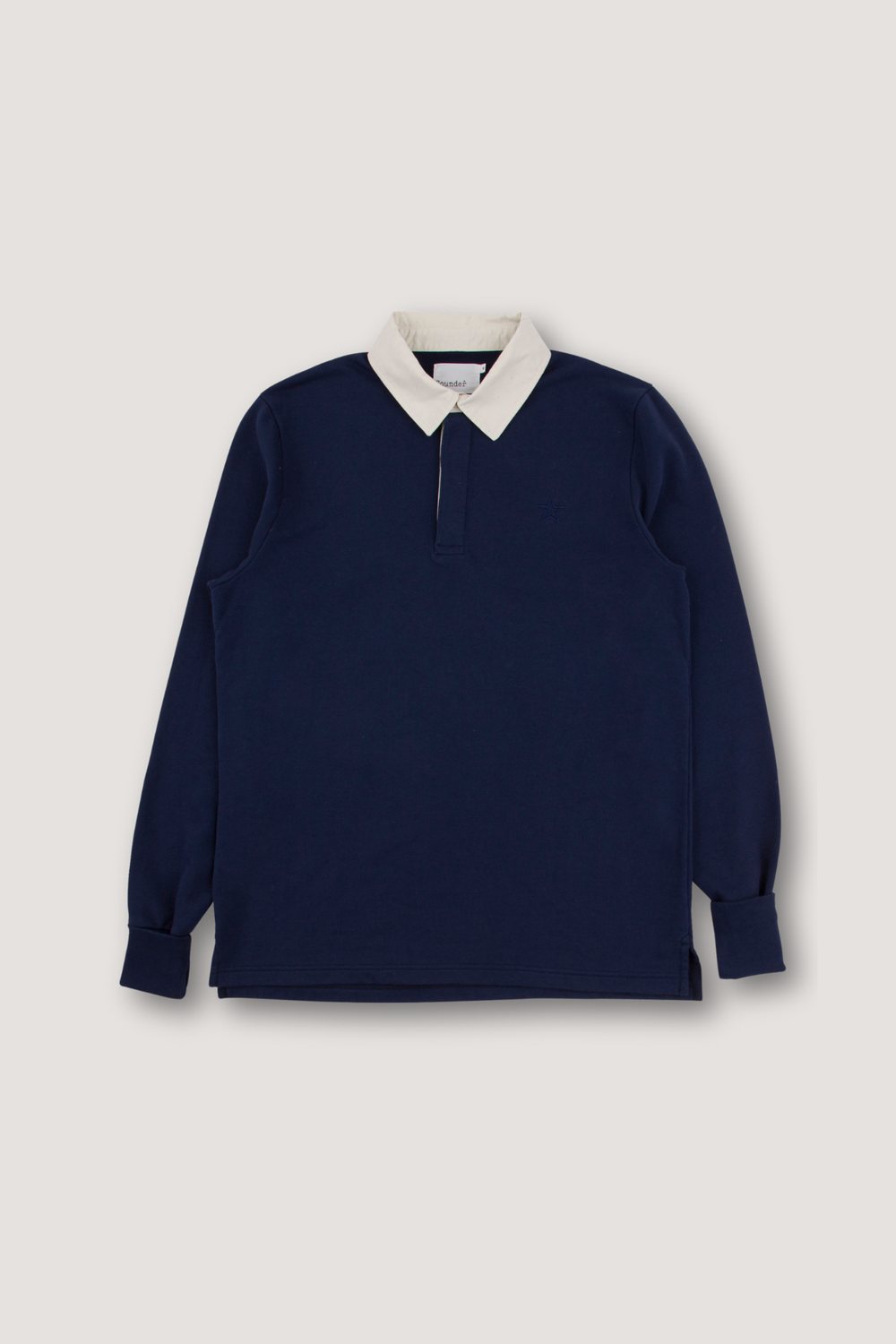 Sounder Big Mach Long Sleeve Polo Sweat, Deep Navy / Natural · view 3 of 4
