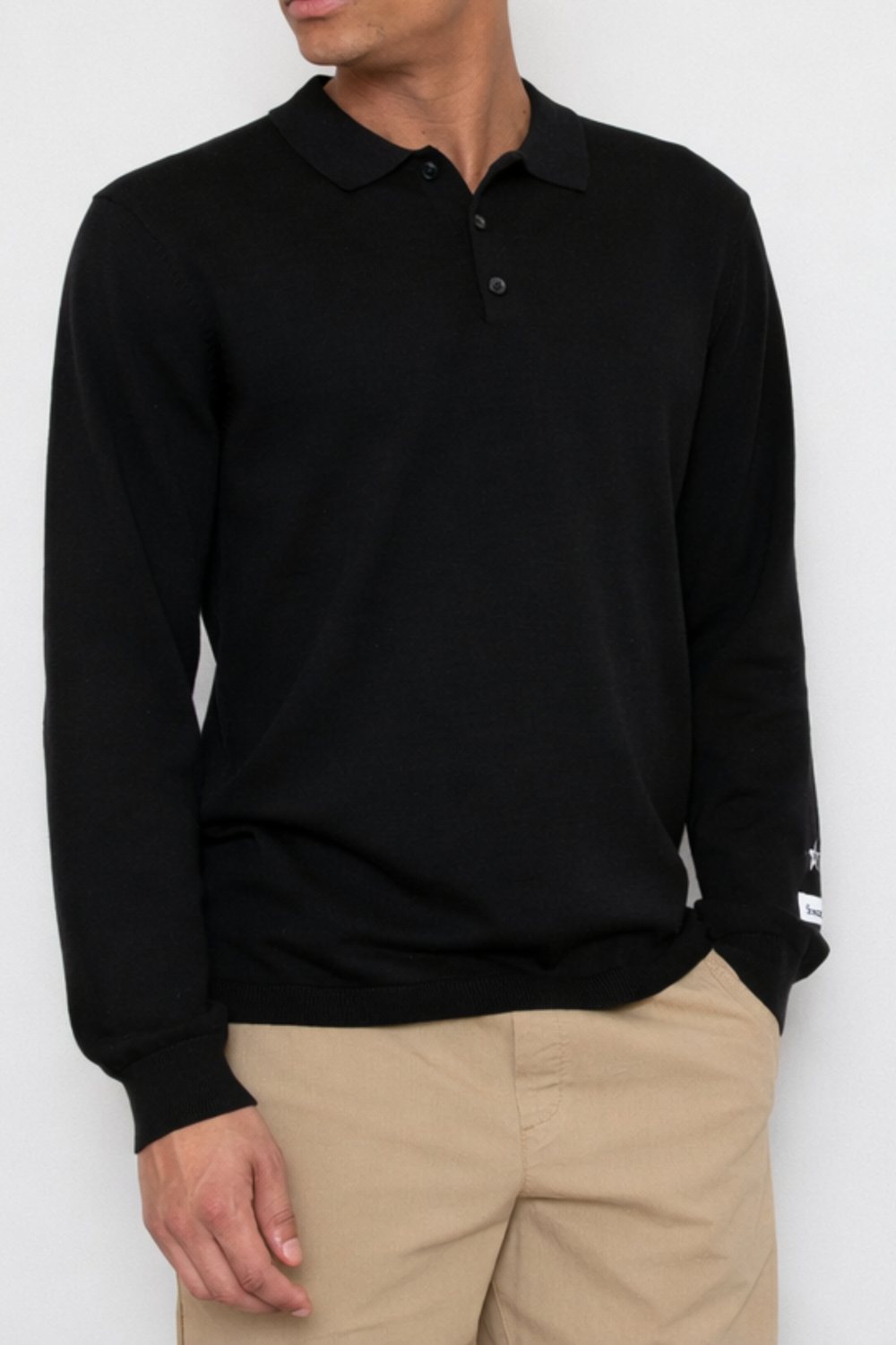 Sounder Fine Cut Knitted Polo, Black · view 1 of 4
