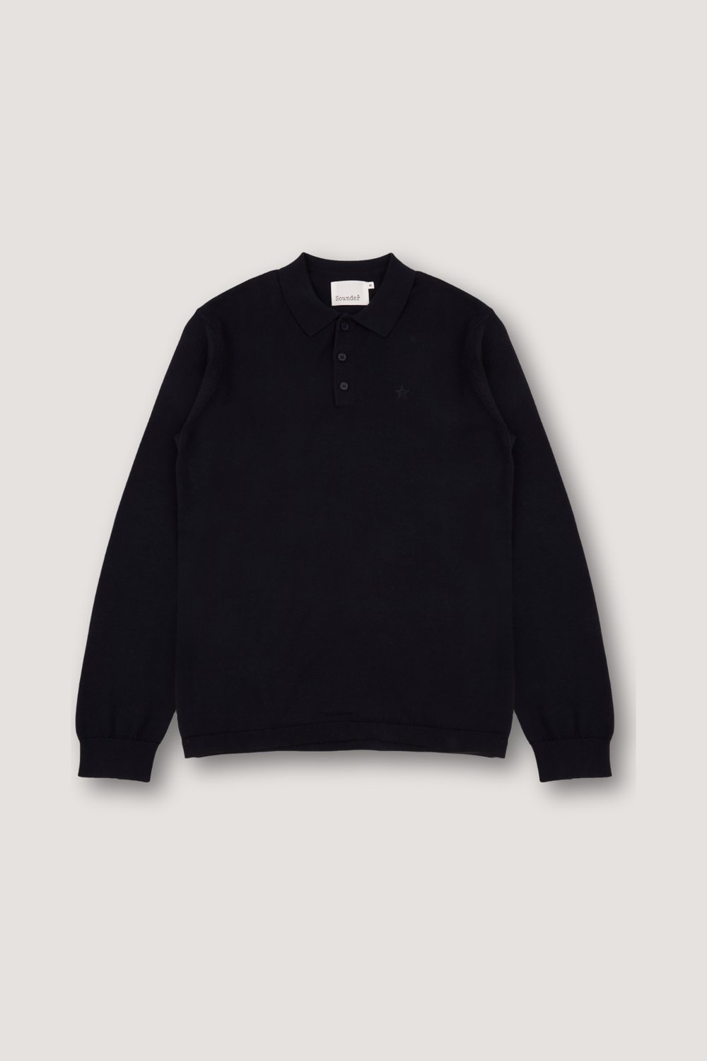 Sounder Fine Cut Knitted Polo, Black · view 3 of 4