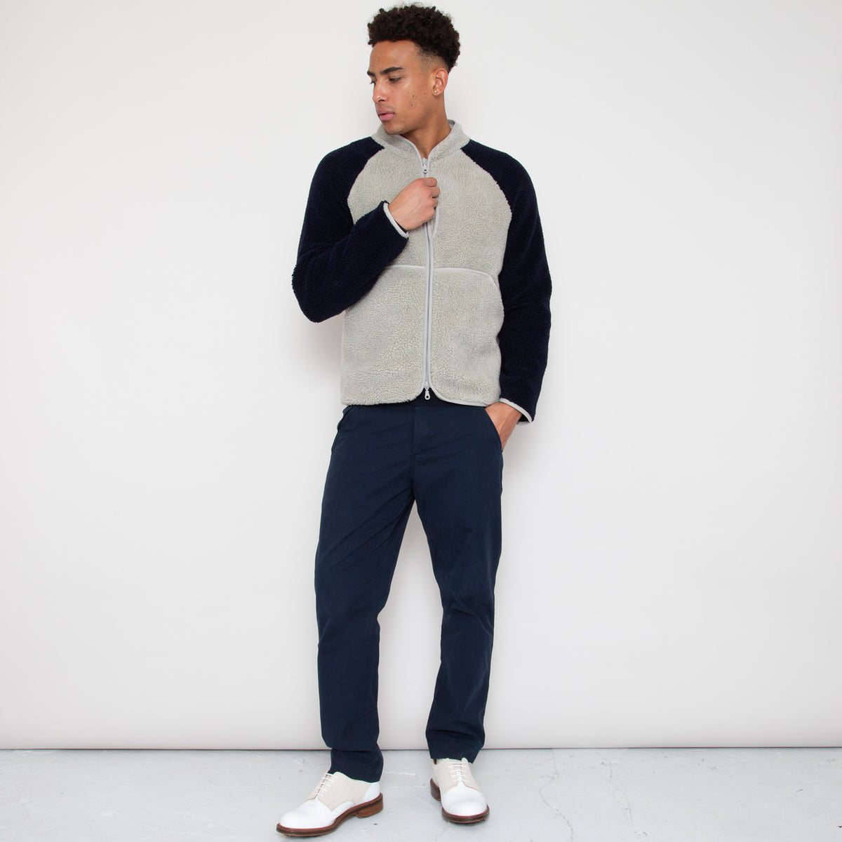 Sounder Himalayas Fleece Jacket, Ash Grey / Deep Navy · view 1 of 4
