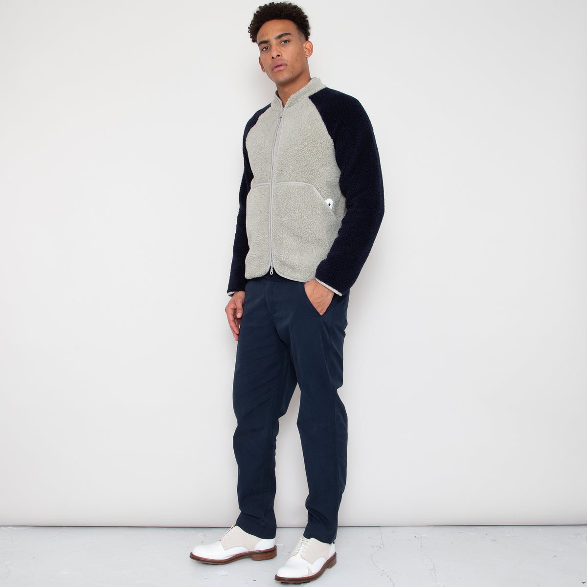 Sounder Himalayas Fleece Jacket, Ash Grey / Deep Navy · view 2 of 4