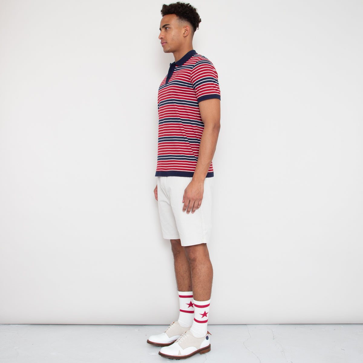 Sounder Monterey Stripe Polo, Deep Red / Deep Navy · view 2 of 4
