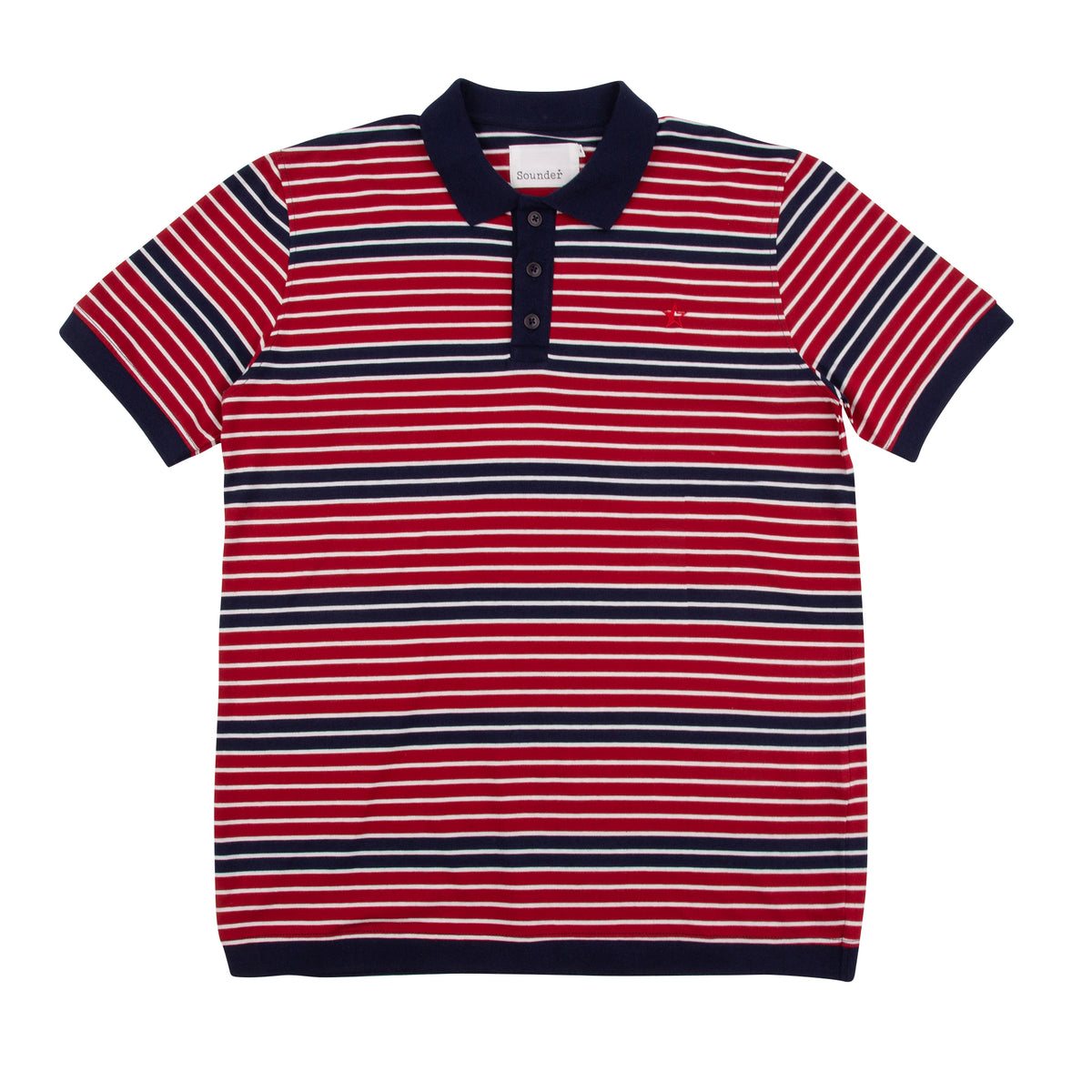 Sounder Monterey Stripe Polo, Deep Red / Deep Navy · view 3 of 4