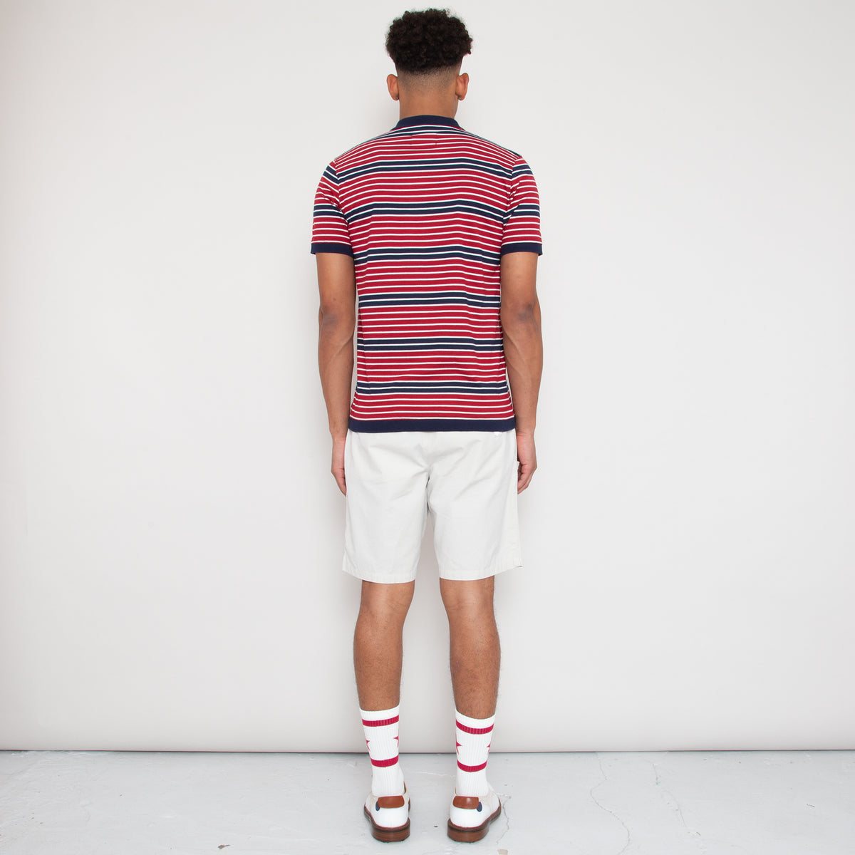 Sounder Monterey Stripe Polo, Deep Red / Deep Navy · view 4 of 4