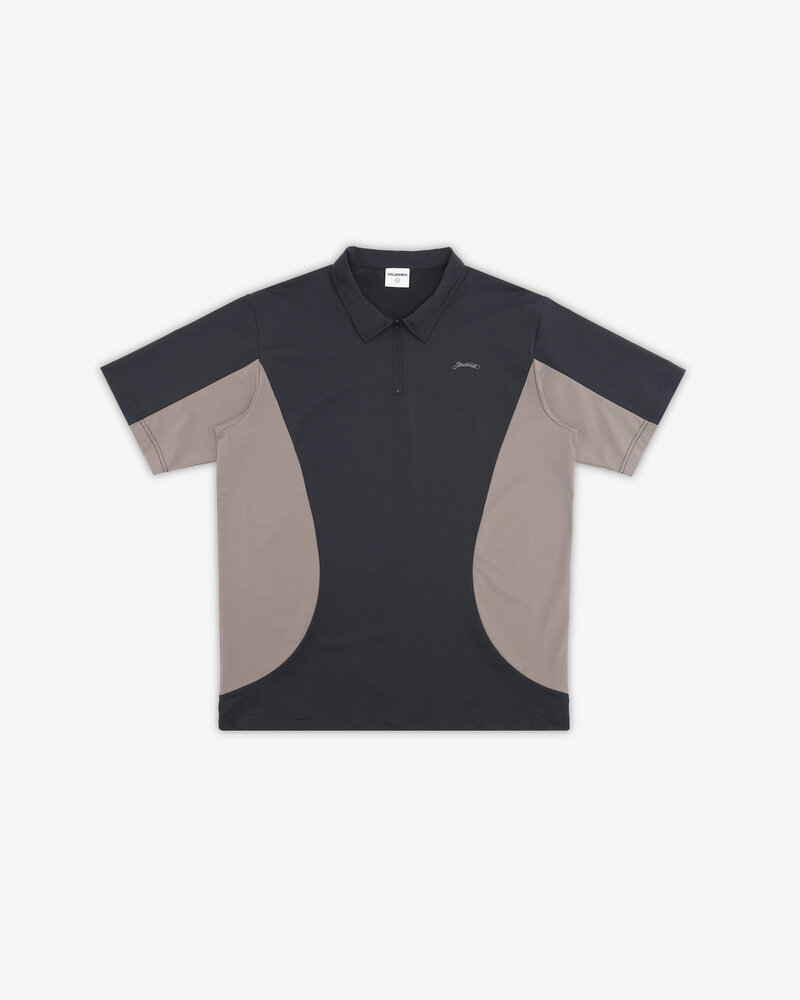 Students Golf Leeds S/S Tech Zip Polo — Black/Grey · view 1 of 4