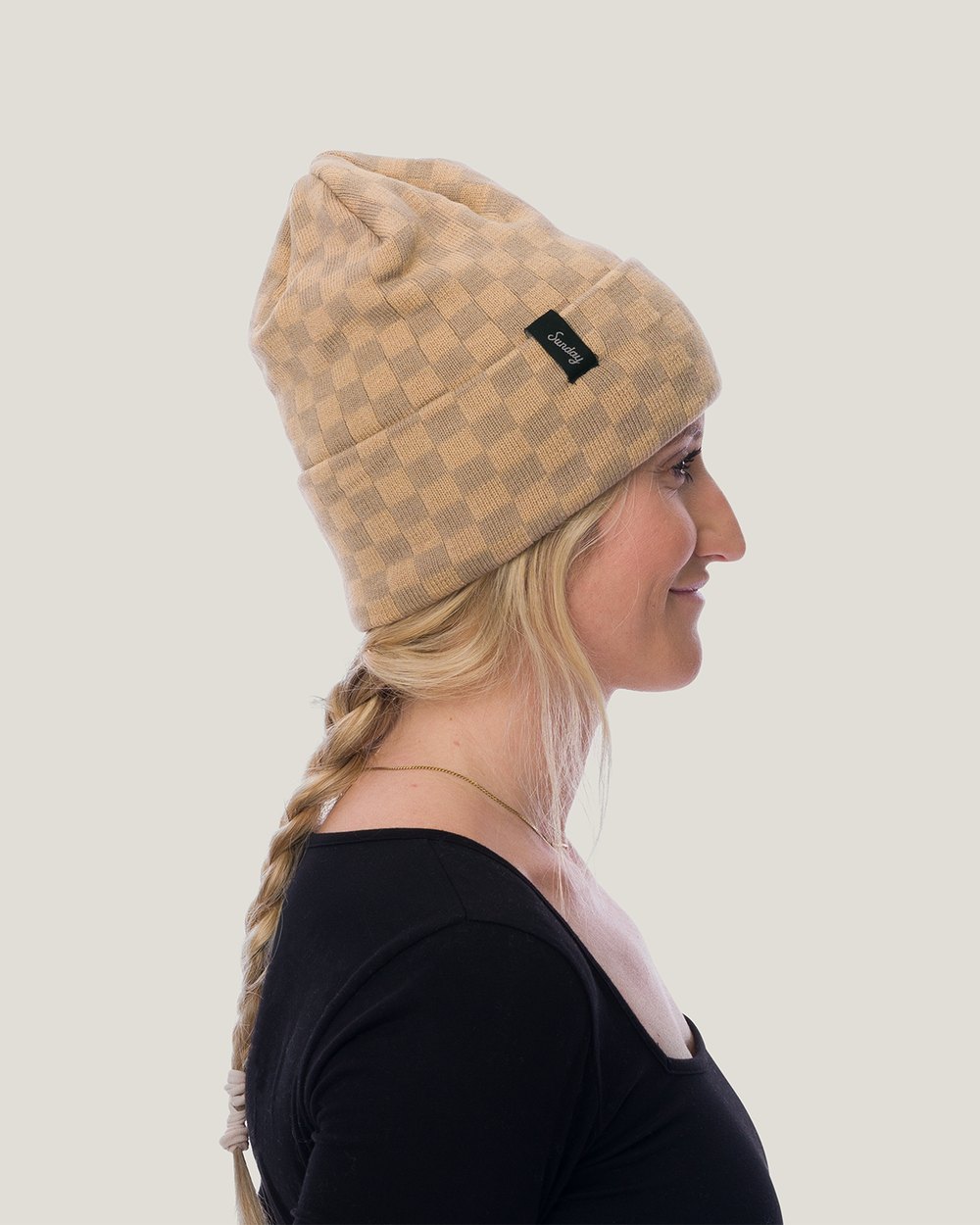 Sunday Golf Mickey Beanie, Brown/Gray Checkers &middot; view 3 of 3