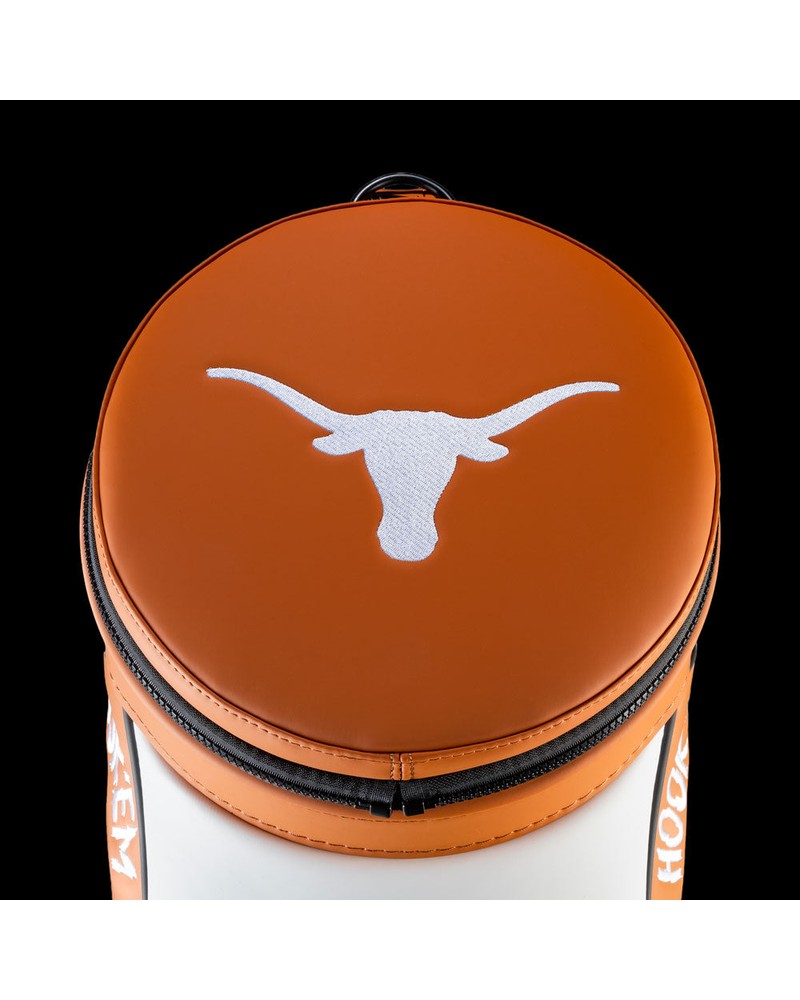 Swag Golf Texas Longhorns Hook 'Em Den Caddy cooler shaped like a miniature tour bag