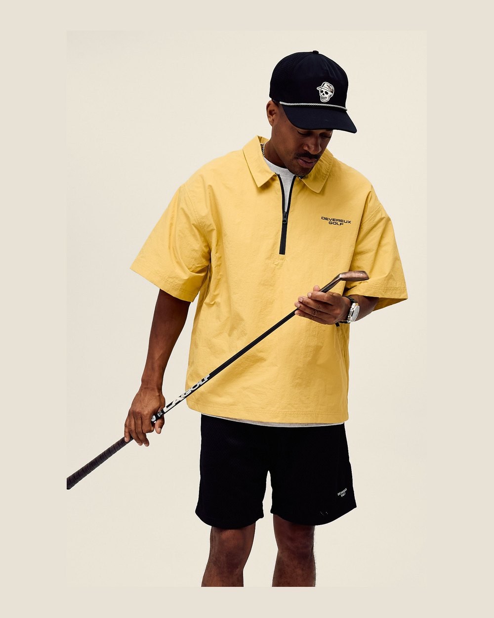 Devereux Golf Nylon Short Sleeve Quarter Zip, Acid Yellow · view 3 of 4