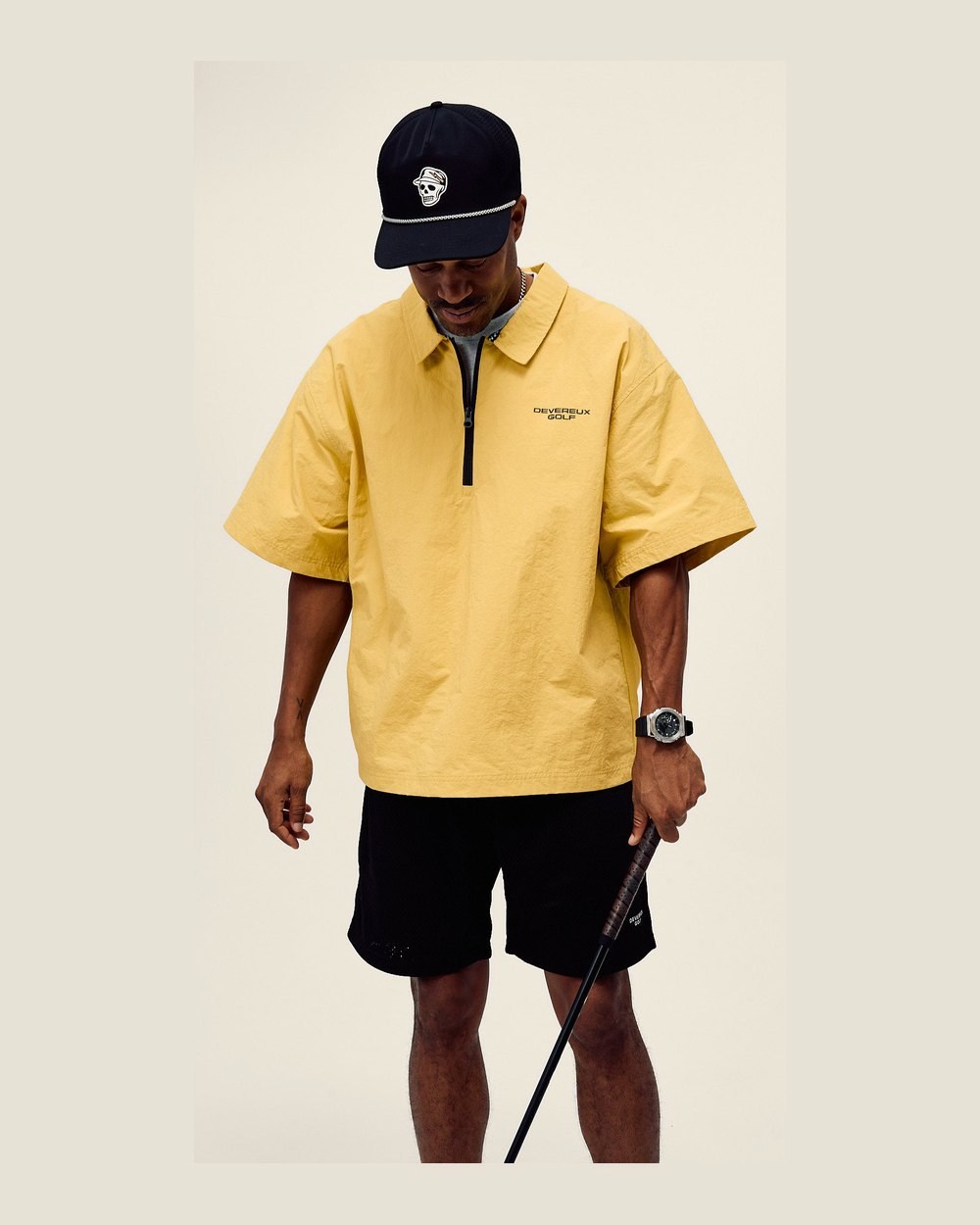 Devereux Golf Nylon Short Sleeve Quarter Zip, Acid Yellow · view 4 of 4