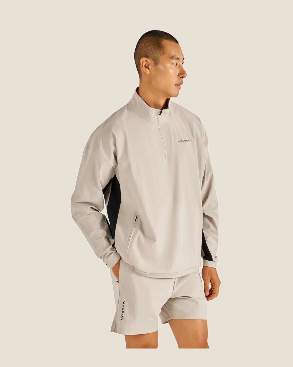 Malbon Golf Performance Poly Tech Short, Tan · view 2 of 4