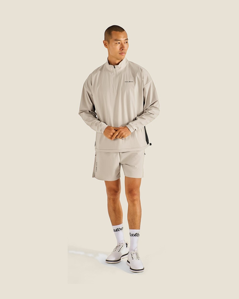 Malbon Golf Performance Poly Tech Short, Tan · view 4 of 4