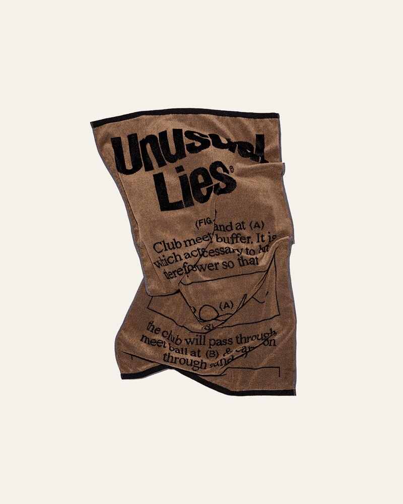 Agronomy Workshop Unusual Lies Towel in Earth, printed to look like a crumpled paper bag