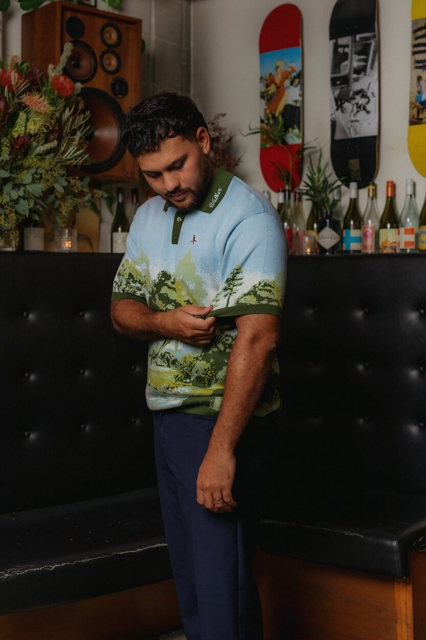 Blooming Grounds Knit Polo Garden Sky Walker Golf Things polo