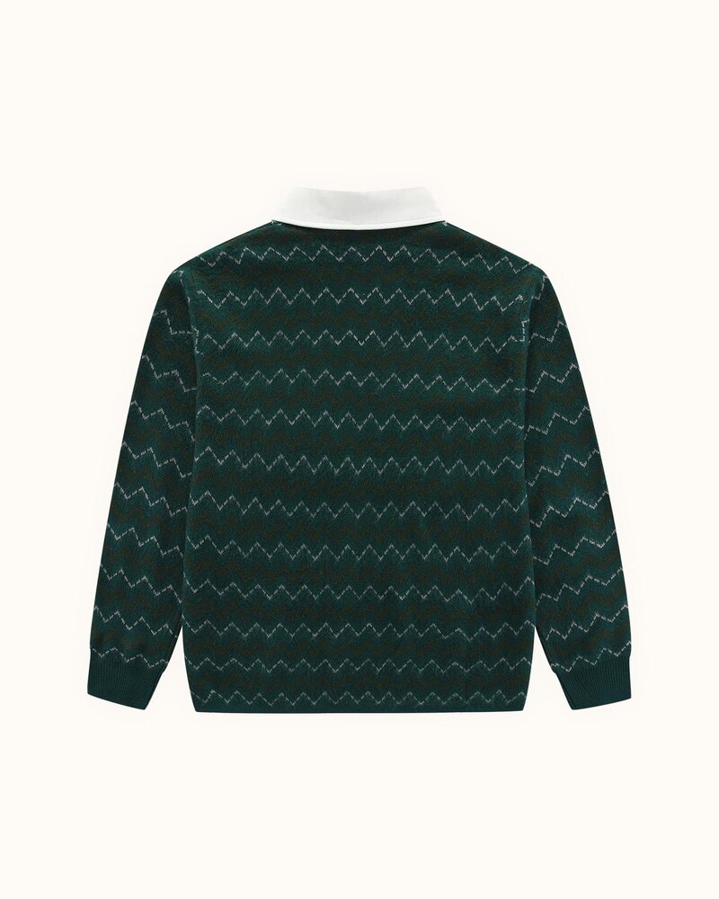 Walker Golf Chevron Rugby Polo - Deep Forest - $149.95 · view 3 of 4