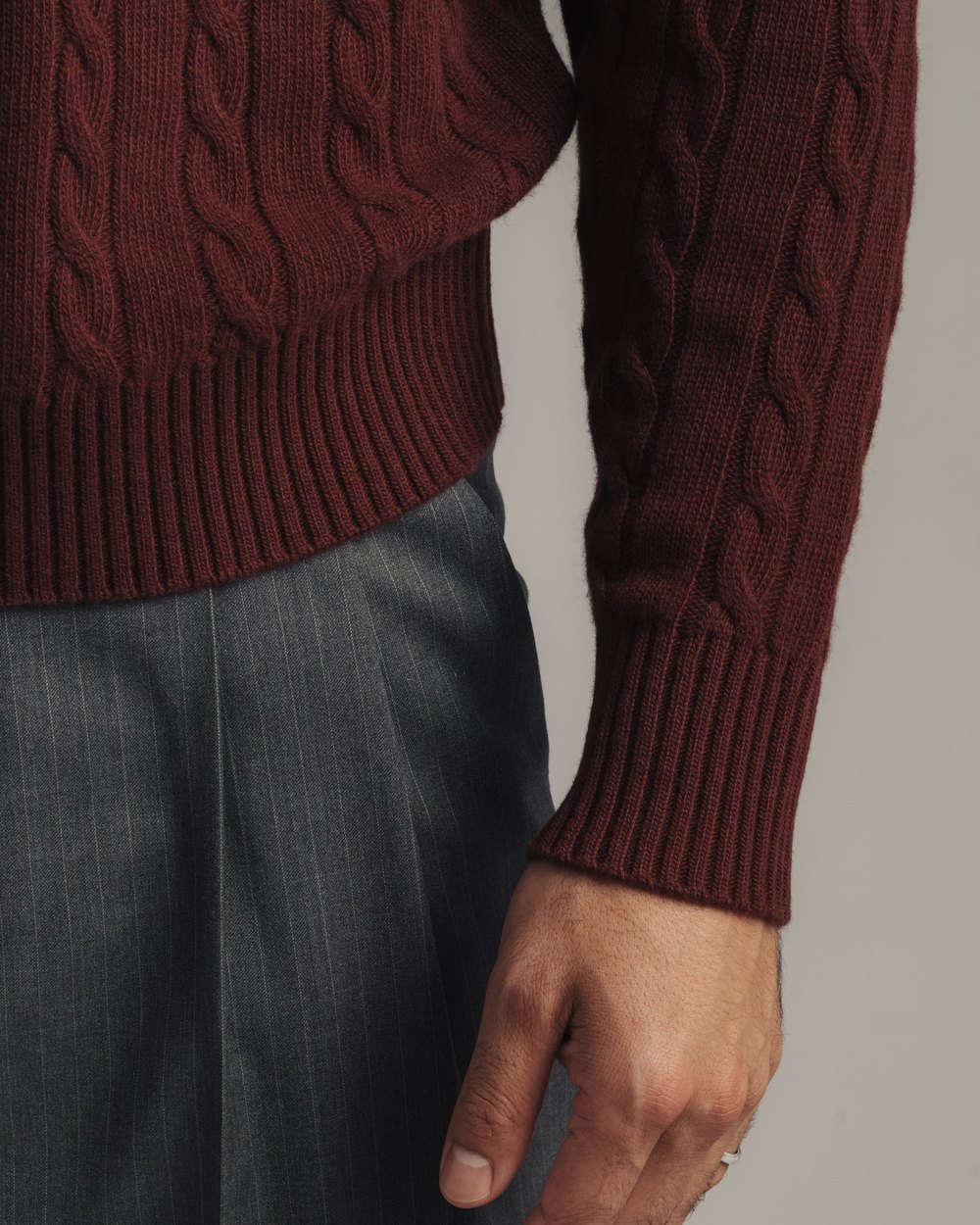 Late Nine Cable Knit Polo, Burgundy · view 4 of 4