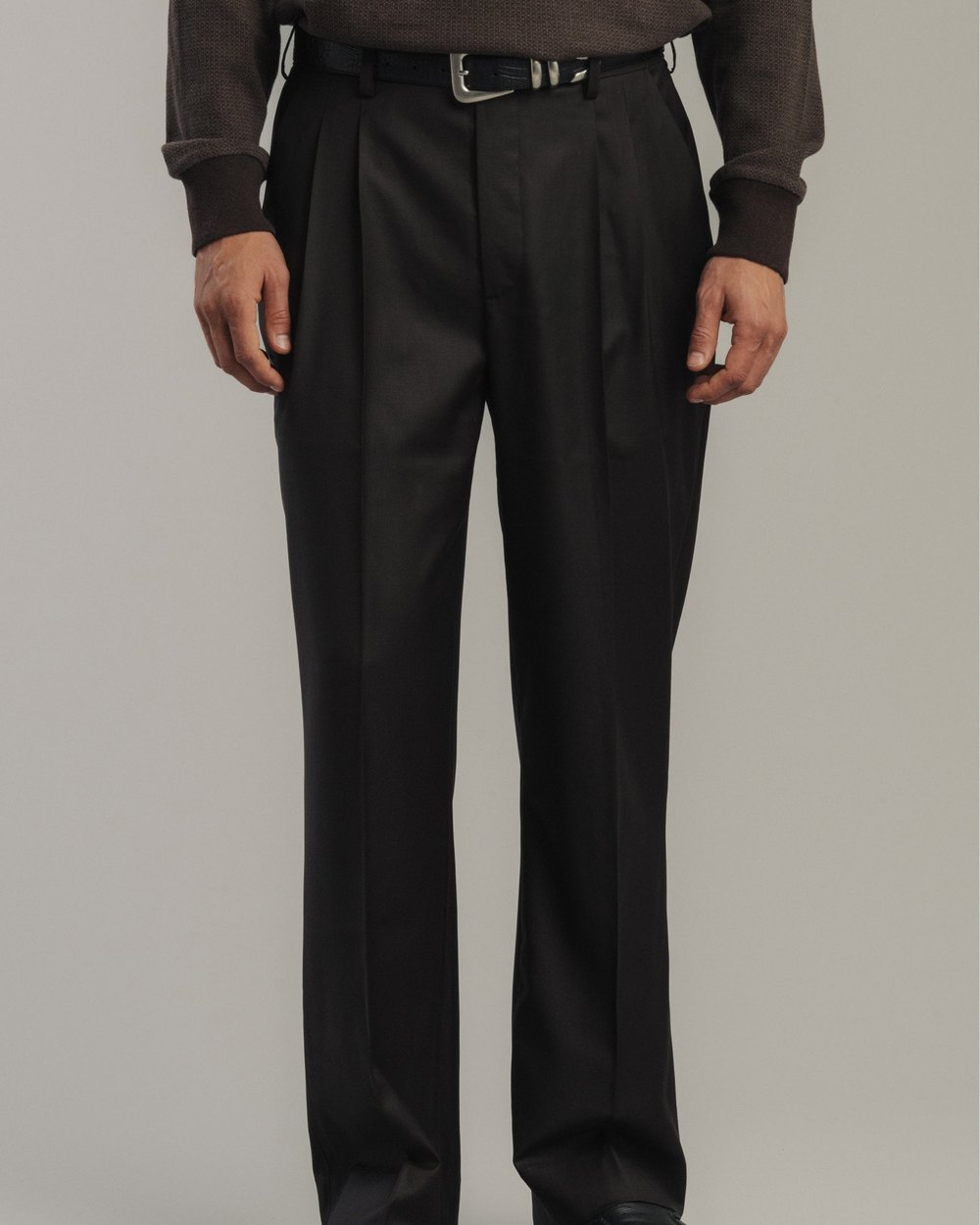 Late Nine Double Pleat Slacks, Dark Brown · view 2 of 3