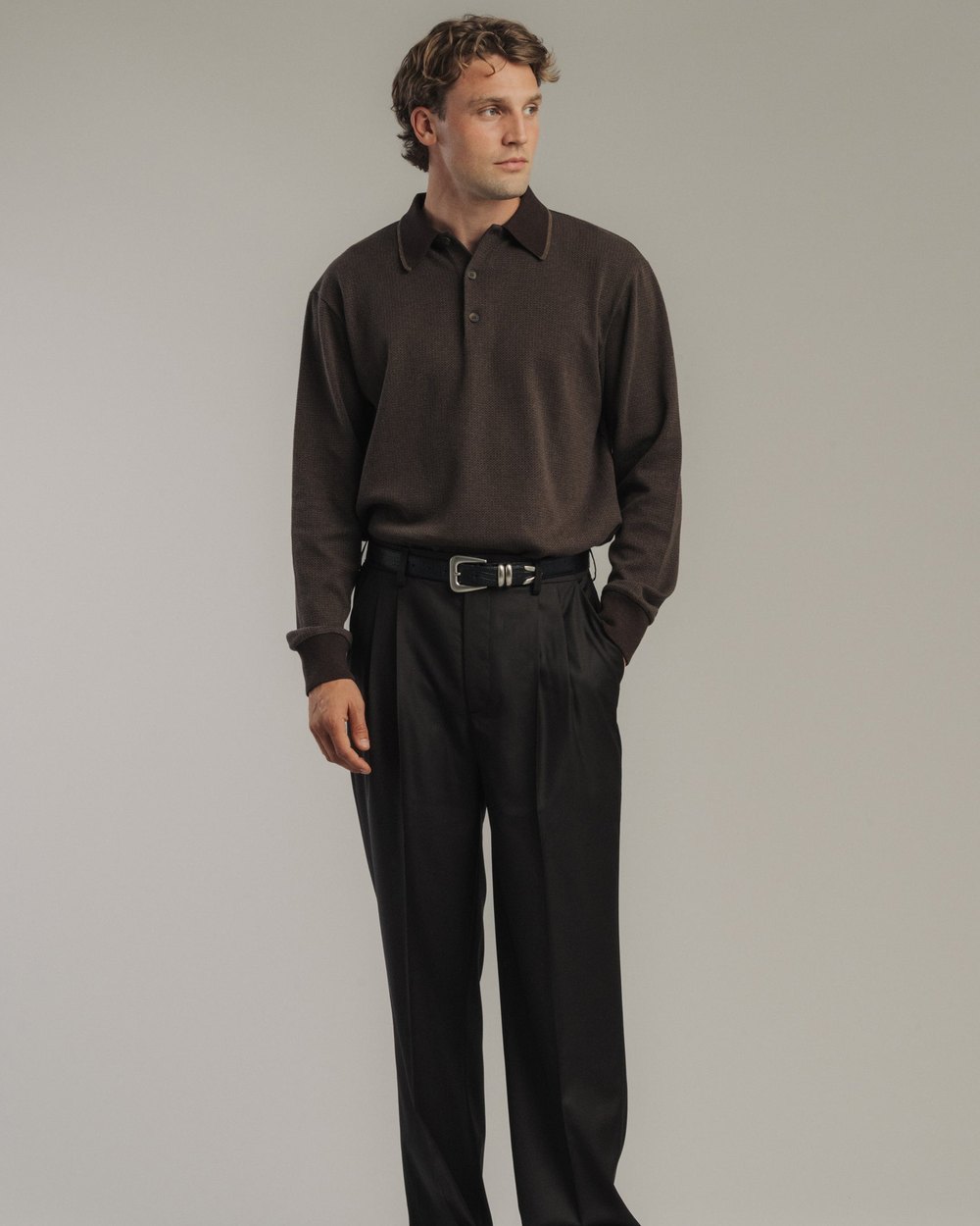 Late Nine Double Pleat Slacks, Dark Brown · view 1 of 3