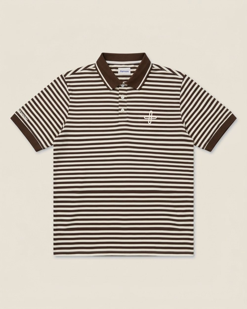 Parmore Golf Stripe Polo, Brown & Cream · view 2 of 4