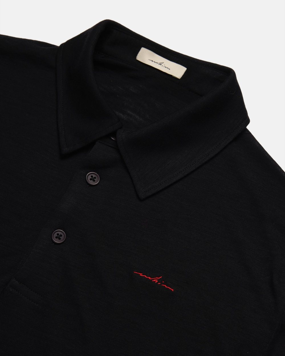 Whim Golf Embroidered Black Merino Long Sleeve Golf Shirt · view 2 of 5