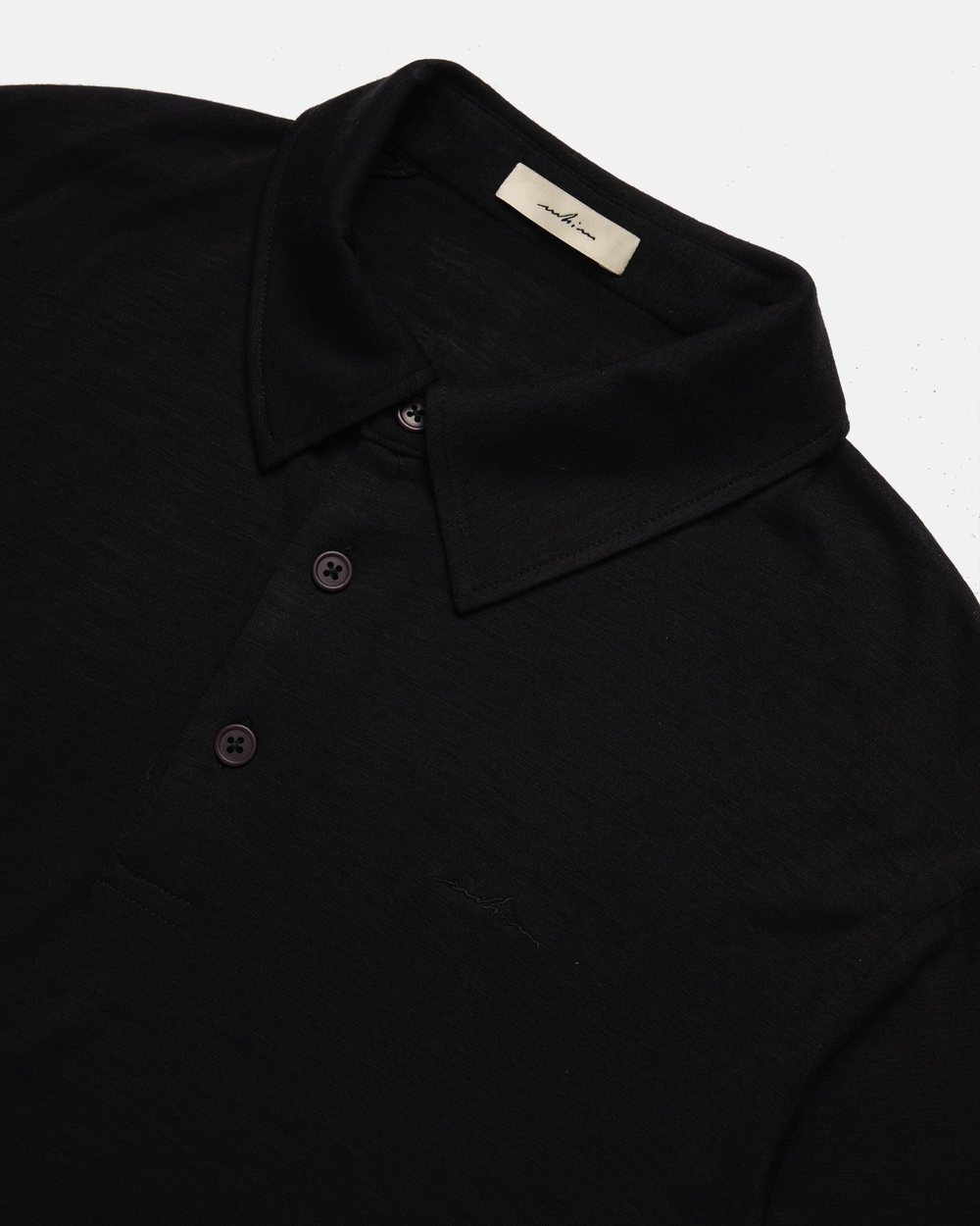 Whim Golf Embroidered Black Merino Long Sleeve Golf Shirt · view 3 of 5