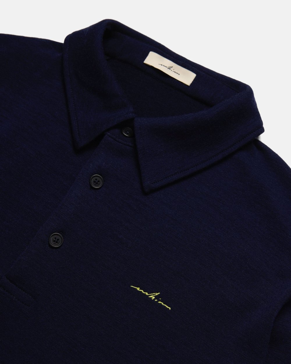 Whim Golf Embroidered Navy Merino Long Sleeve Golf Shirt · view 2 of 5