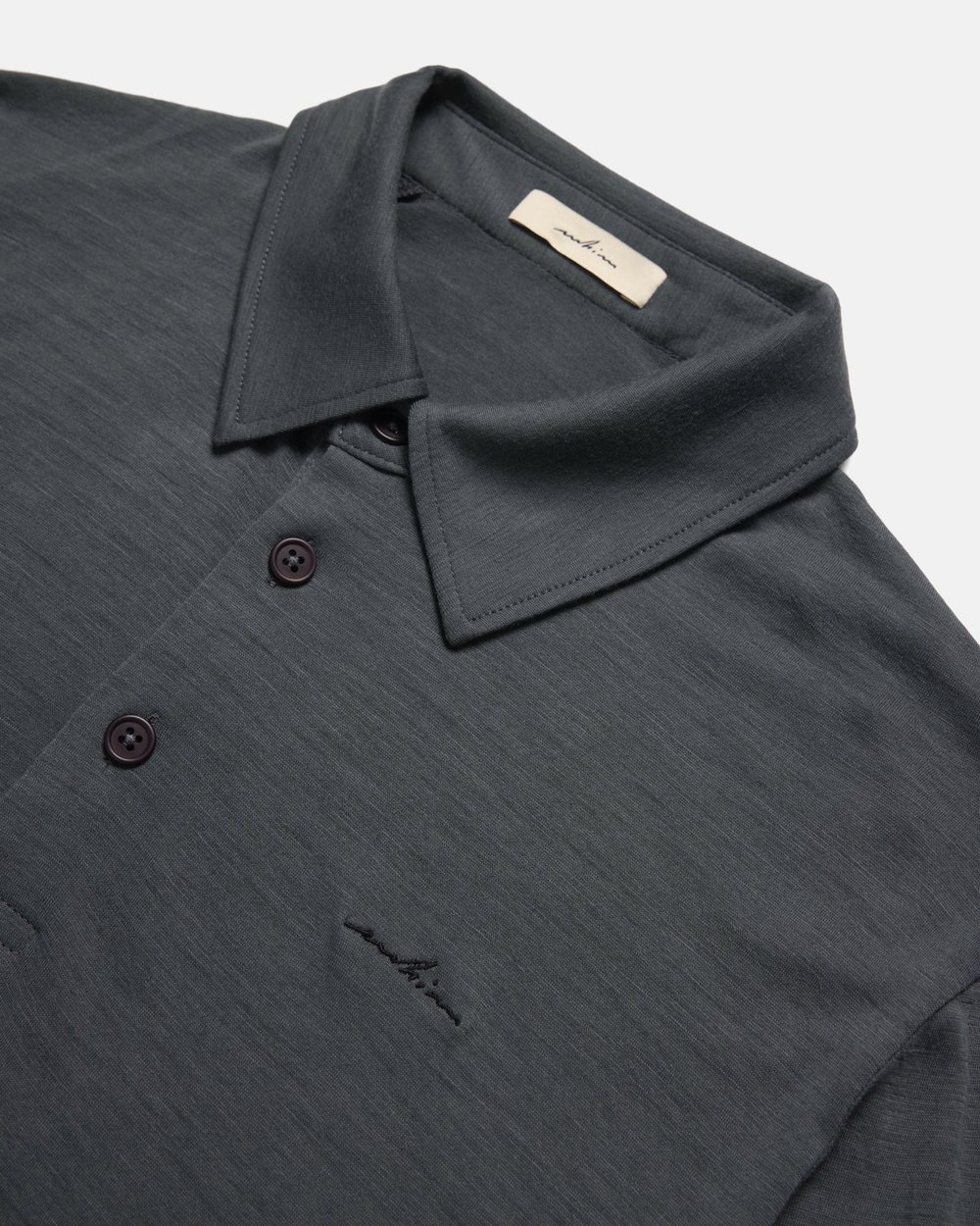 Whim Golf Embroidered Slate Merino Long Sleeve Golf Shirt · view 3 of 5
