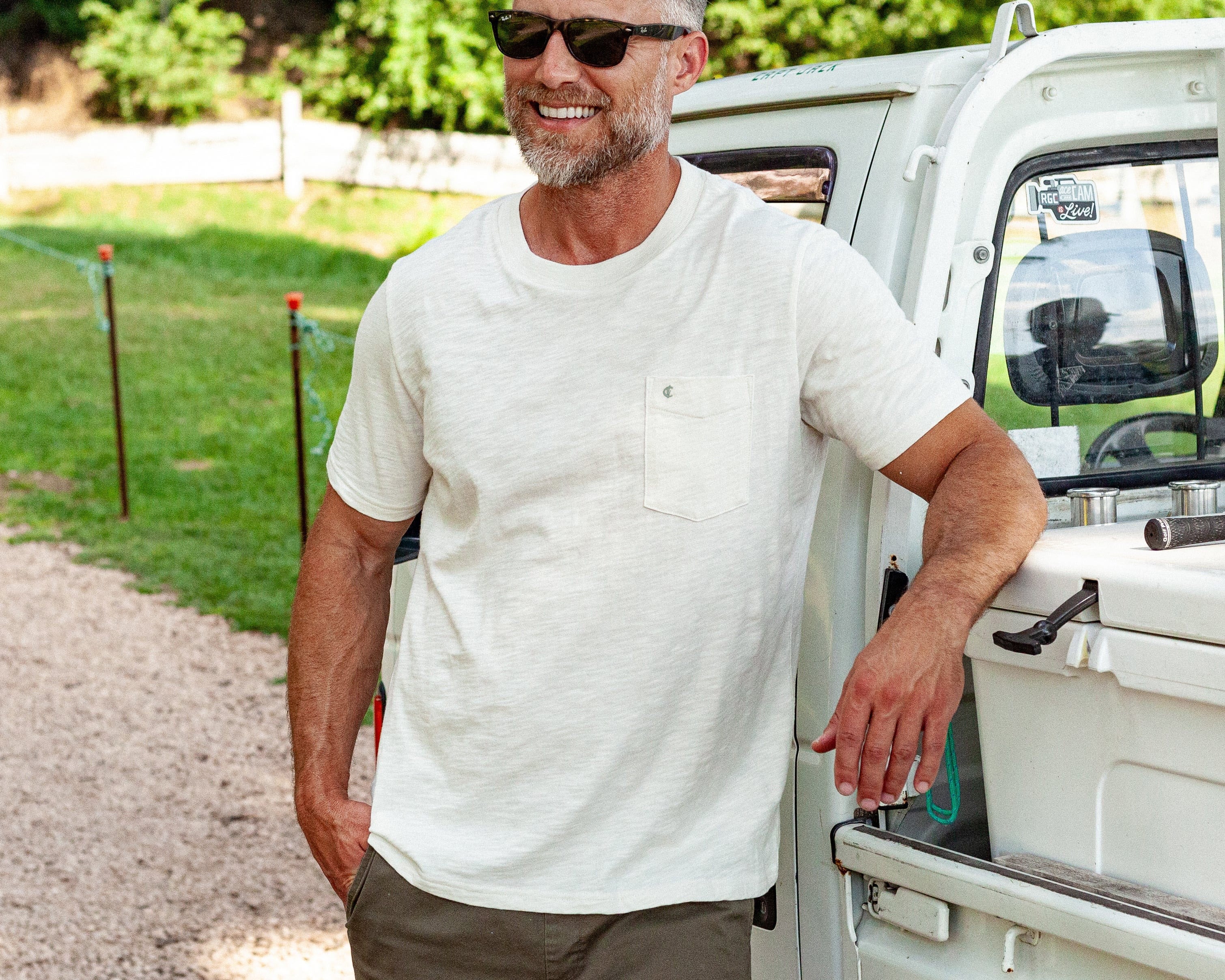 Criquet Shirts slub cotton pocket t-shirt in natural · view 4 of 4