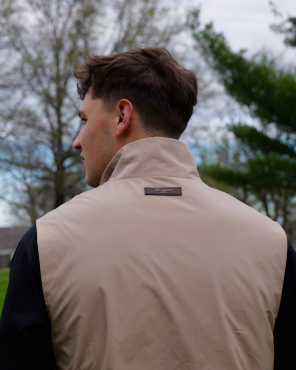 Woodgrain Golf Nylon Vest, Tan &middot; view 2 of 4