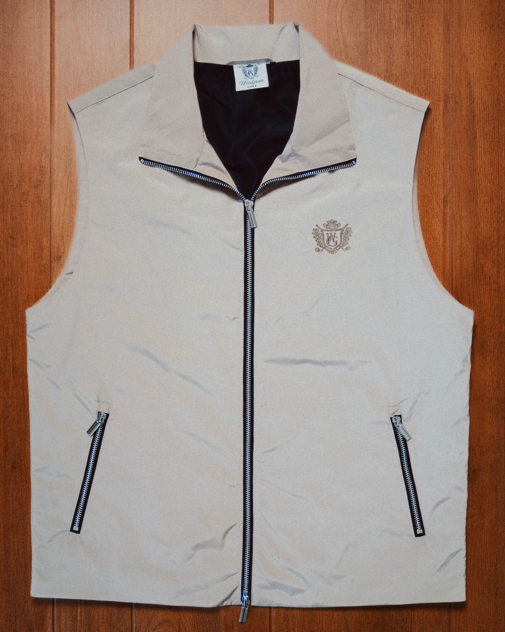 Woodgrain Golf Nylon Vest, Tan &middot; view 3 of 4