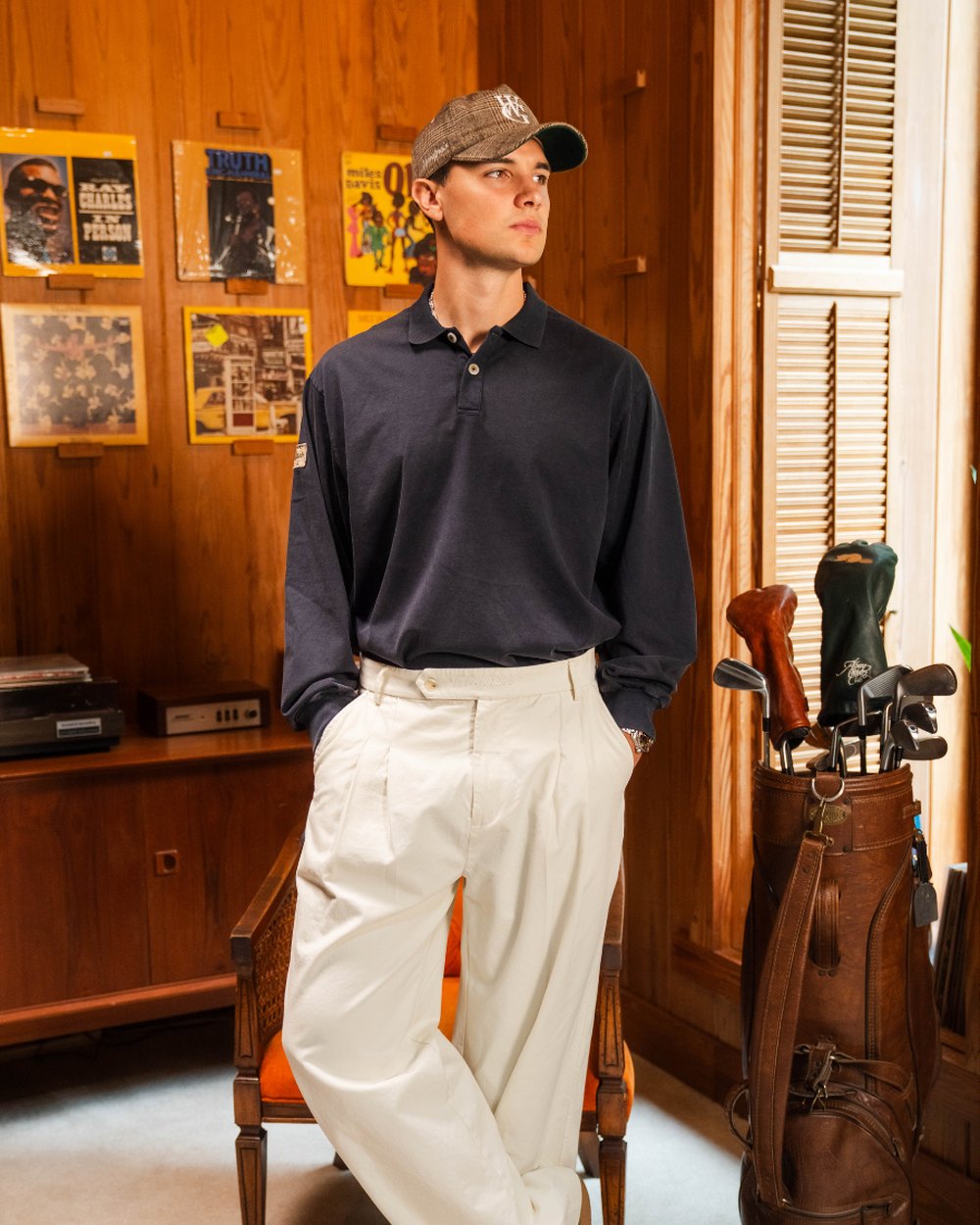 Woodgrain Golf Legacy Double Pleated Trouser, Cream &middot; view 1 of 4