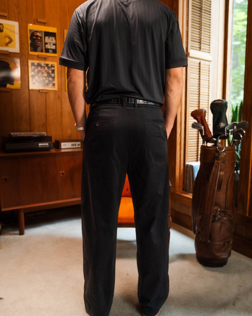 Woodgrain Golf Legacy Double Pleated Trouser, Black &middot; view 3 of 3