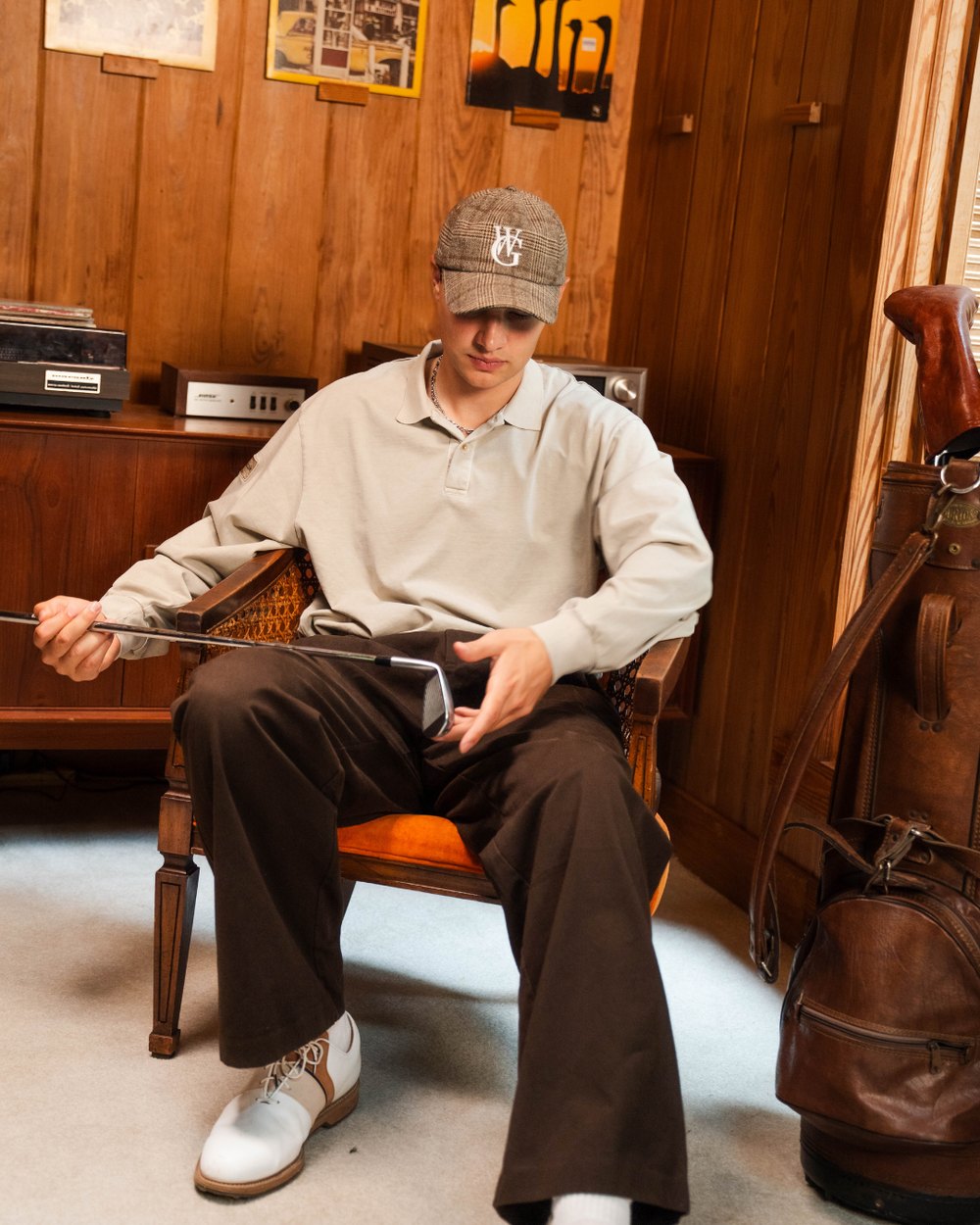Woodgrain Golf Legacy Double Pleated Trouser, Chocolate Brown &middot; view 2 of 4