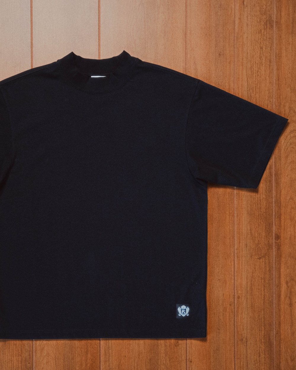 Woodgrain Golf Mock Neck, Black &middot; view 4 of 4